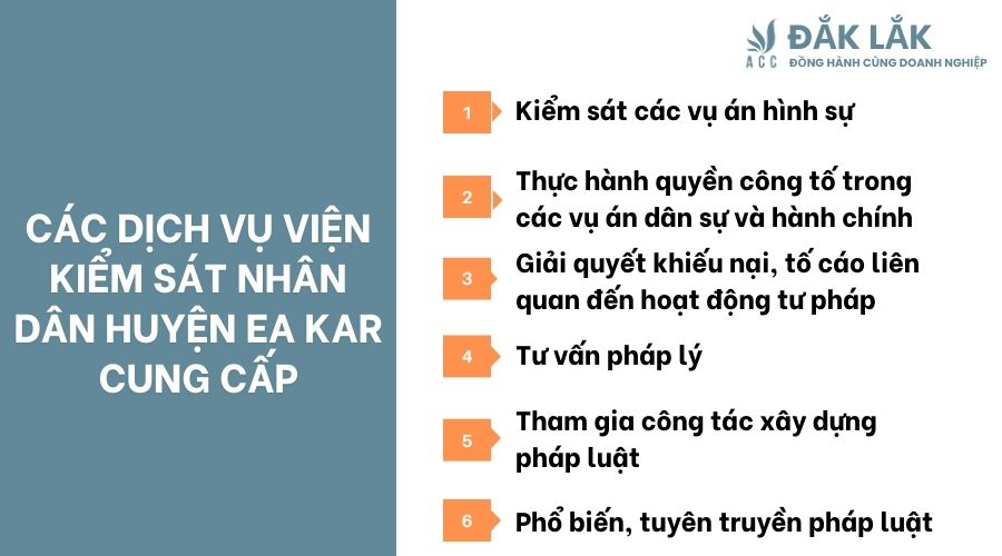Các dịch vụ Viện kiểm sát nhân dân Huyện Ea Kar cung cấp