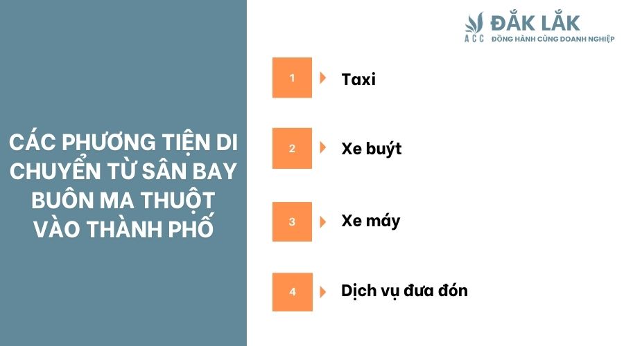 Các phương tiện di chuyển từ sân bay Buôn Ma Thuột vào thành phố