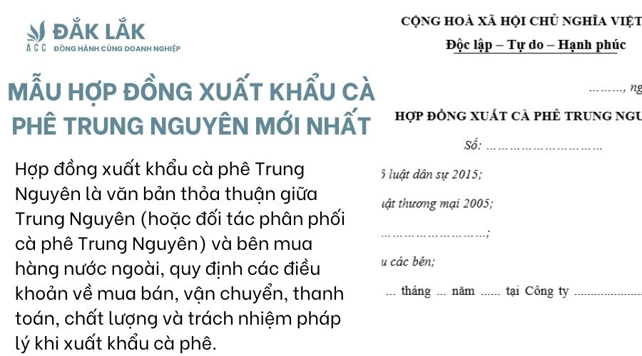 Mẫu hợp đồng xuất khẩu cà phê Trung Nguyên mới nhất