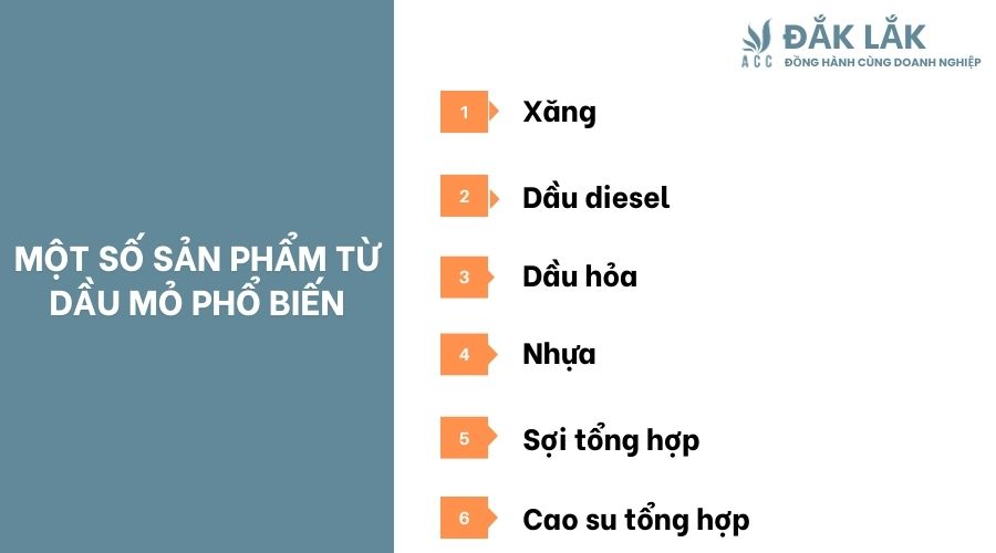 Một số sản phẩm từ dầu mỏ phổ biến
