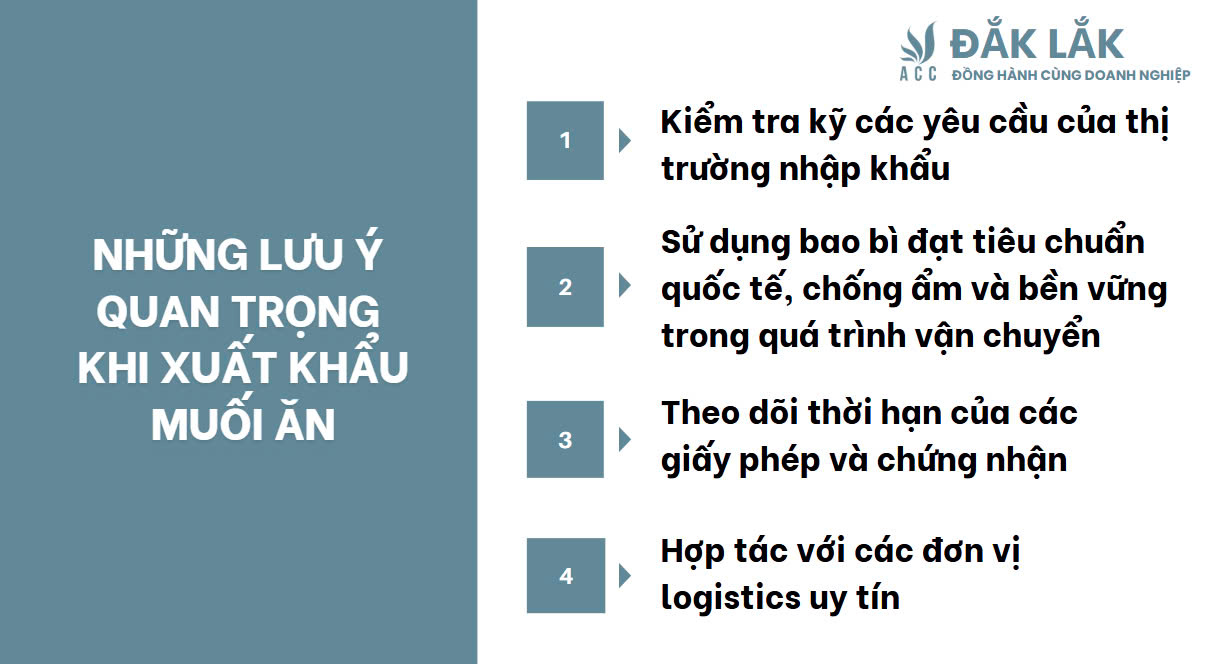 Những lưu ý quan trọng khi xuất khẩu muối ăn