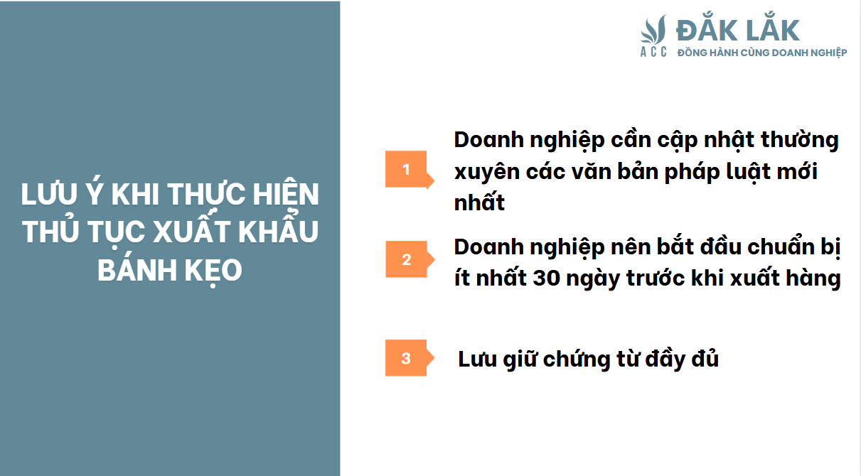Lưu ý khi thực hiện thủ tục xuất khẩu bánh kẹo