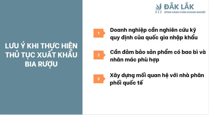 Lưu ý khi thực hiện thủ tục xuất khẩu bia rượu